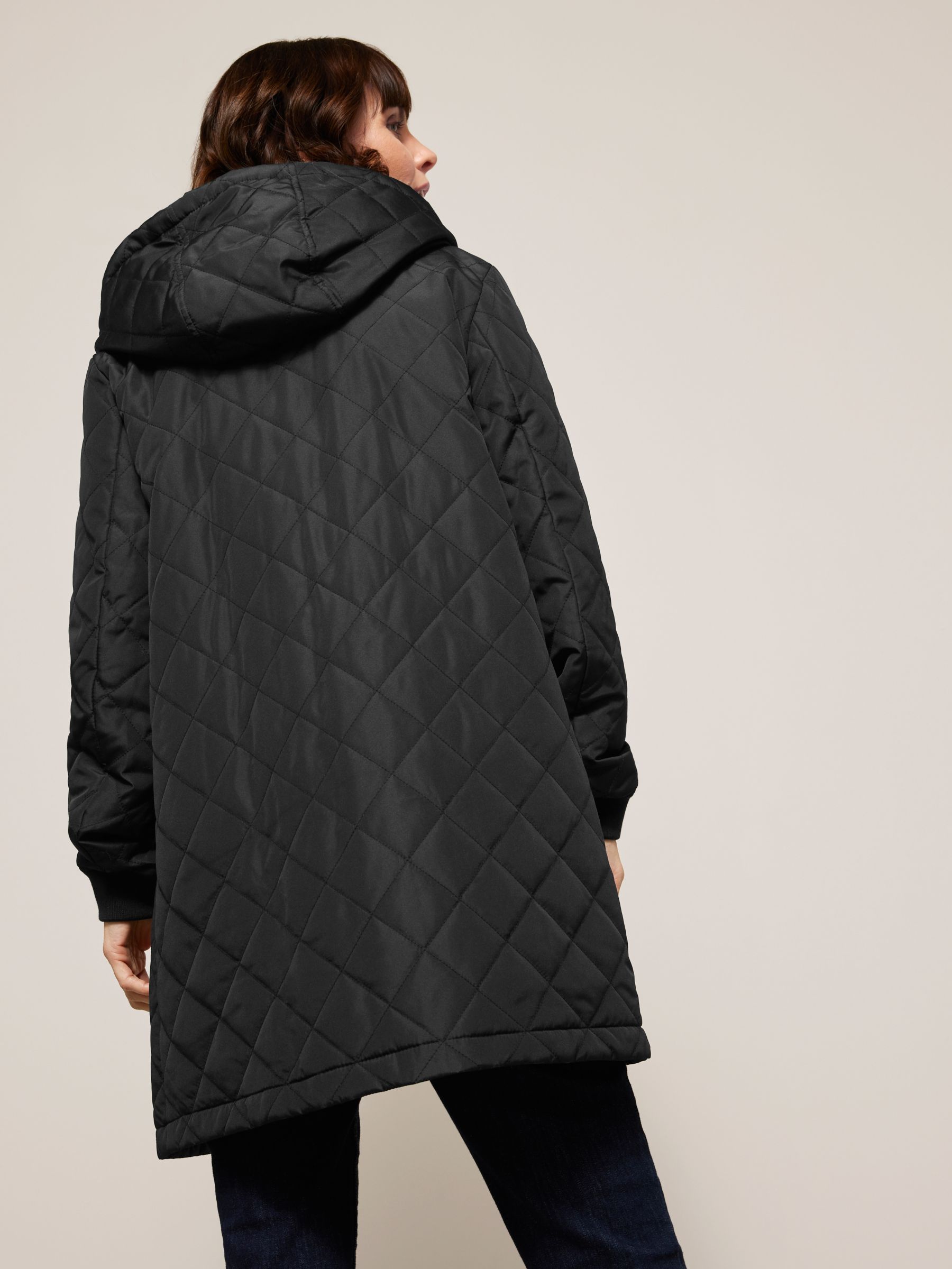 John Lewis Quilted Parka Black 