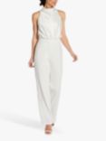Adrianna Papell Draped Neck Stain Crepe Jumpsuit, Ivory