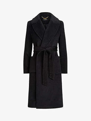 Lauren Ralph Lauren Wrap Over Cashmere Blend Coat, Black