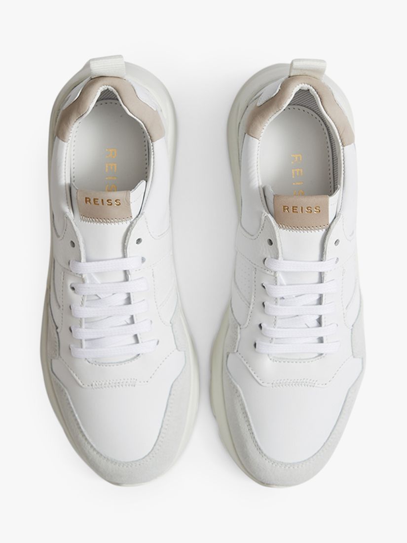 Reiss Shelton Leather Trainers, White at John Lewis & Partners