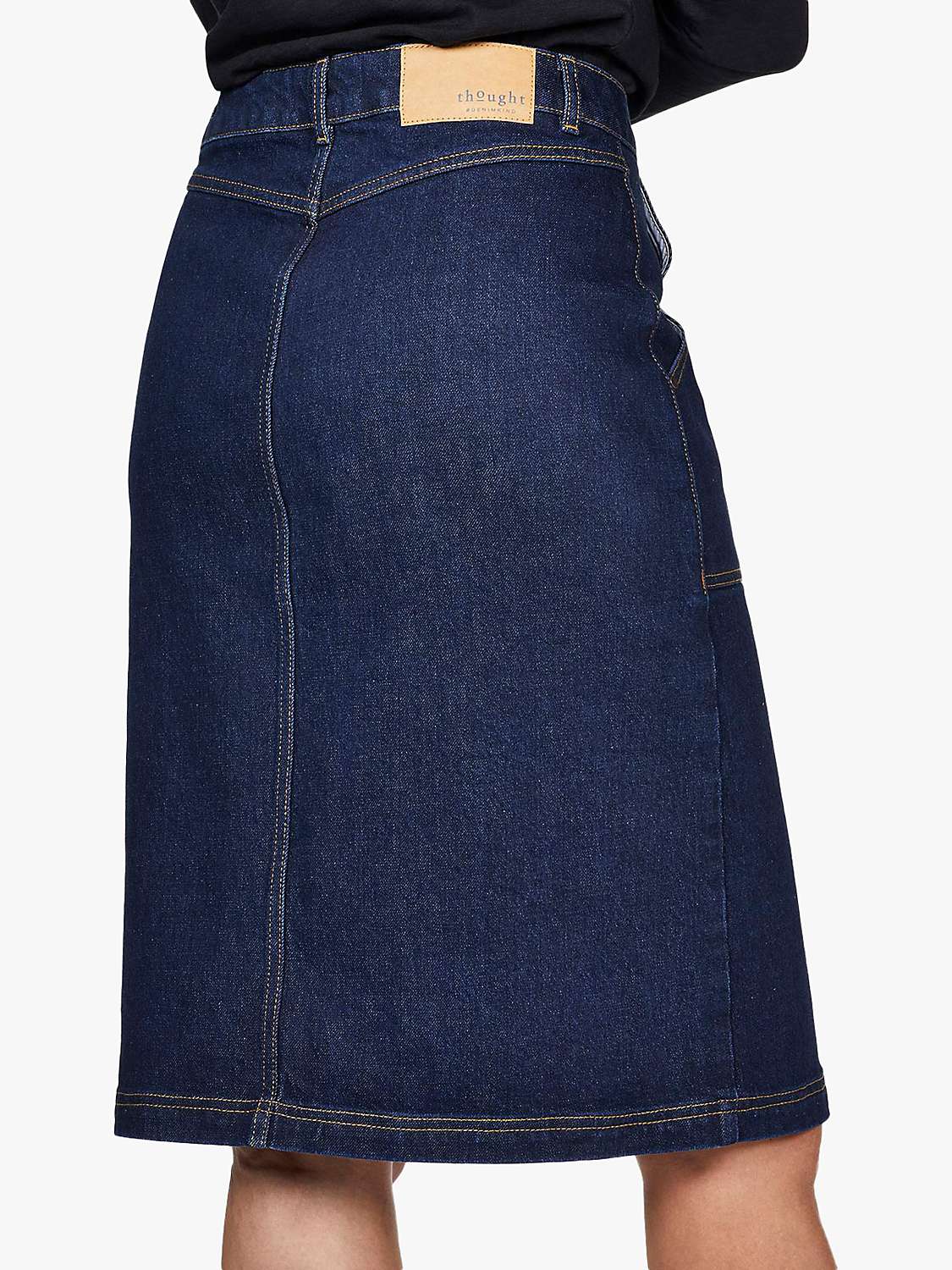 Buy Thought GOTS Organic Cotton Essential Denim Skirt, Dark Blue Online at johnlewis.com