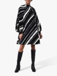 Hobbs Rhian Abstract Stripe Mini Dress, Black/Ivory