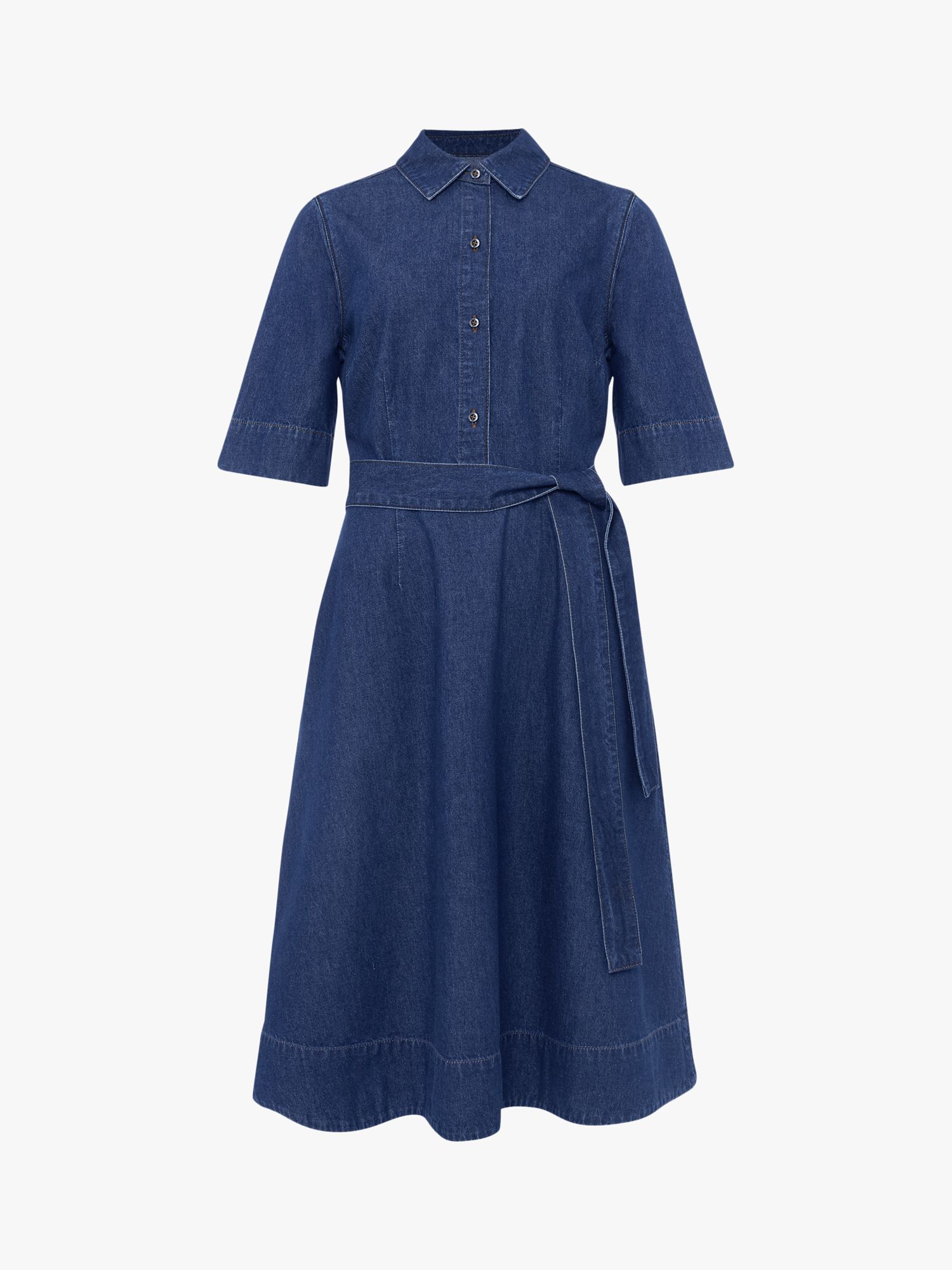 Hobbs Denim Knee Length Dress, Blue at John Lewis & Partners