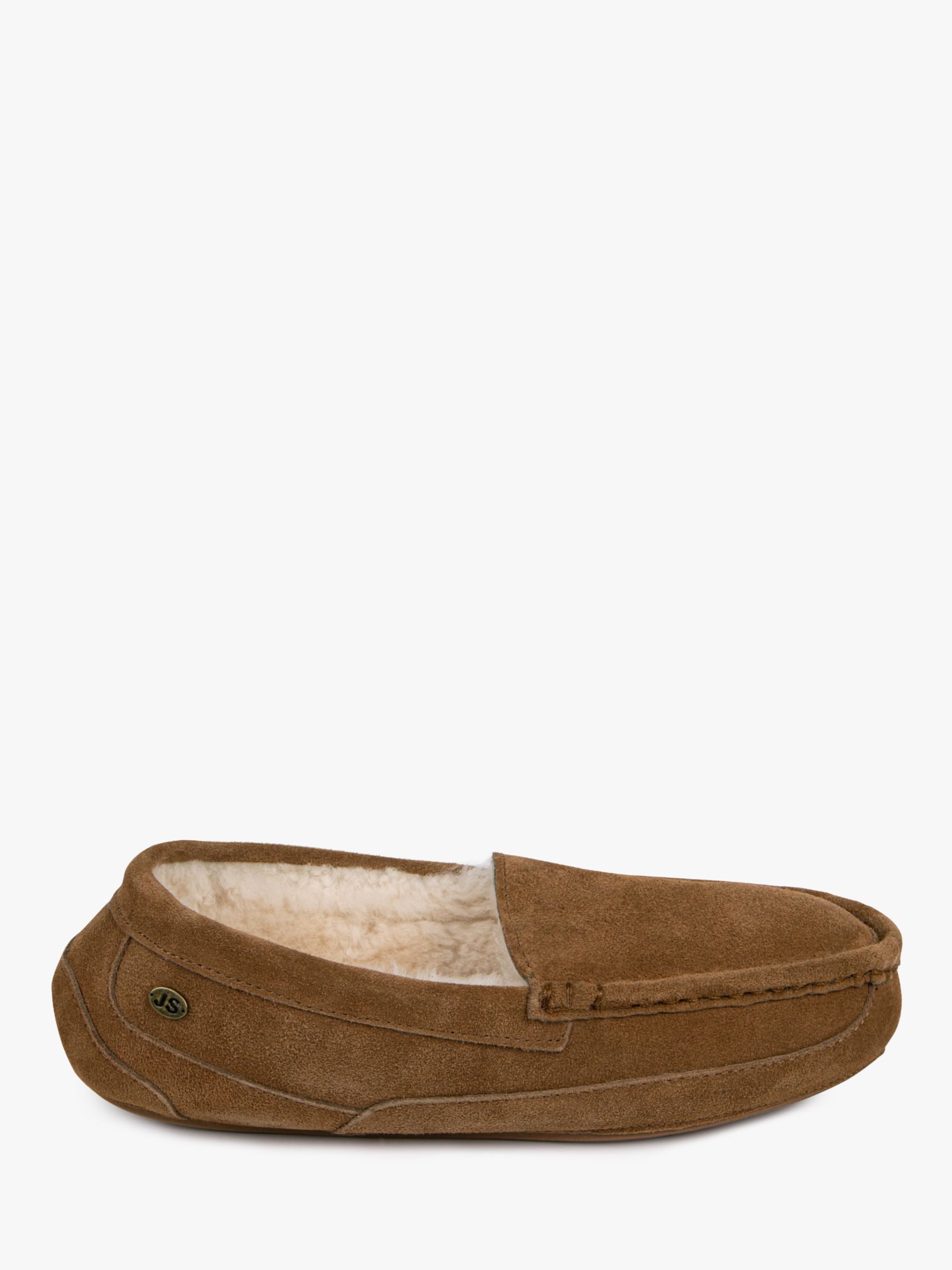 Just Sheepskin Harry Suede Slippers Chestnut at John Lewis Partners