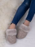 Just Sheepskin Duchess Star Print Suede Mule Slippers, Light Grey