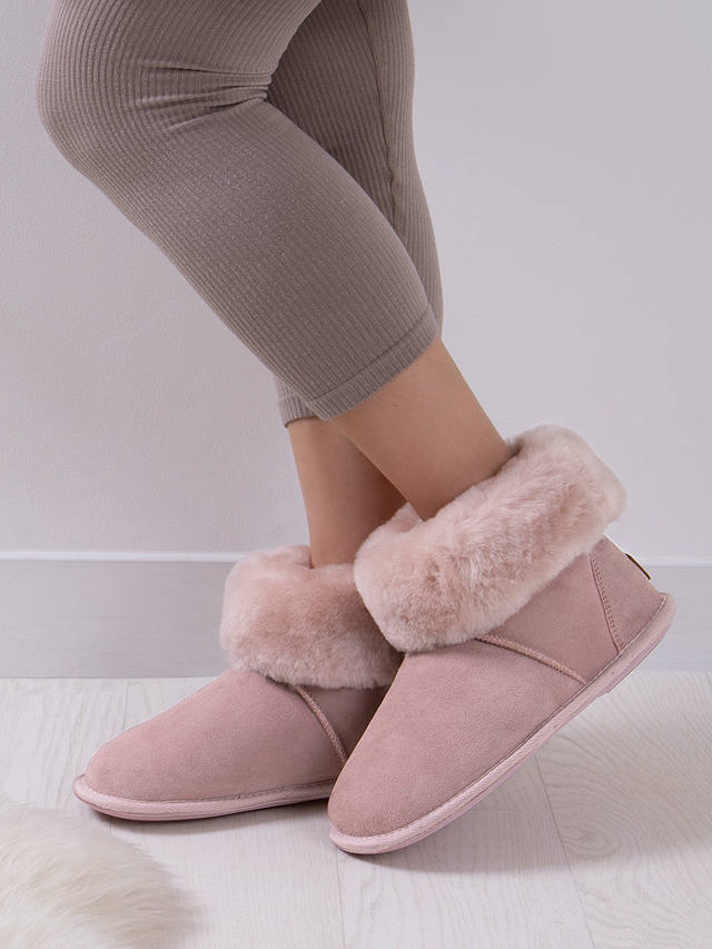 Just Sheepskin Albery Suede Slipper Boots, Pink