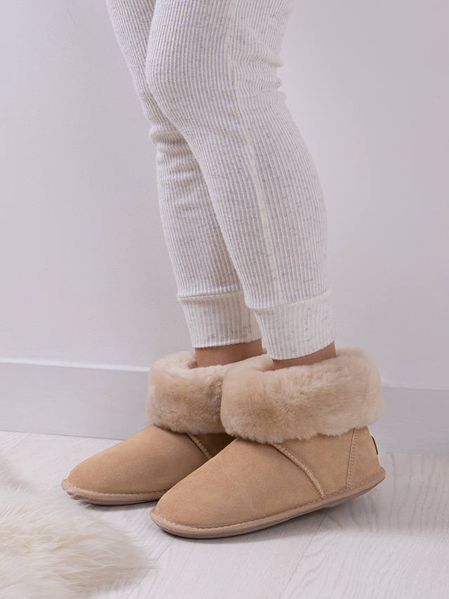 Just Sheepskin Albery Suede Slipper Boots, Natural