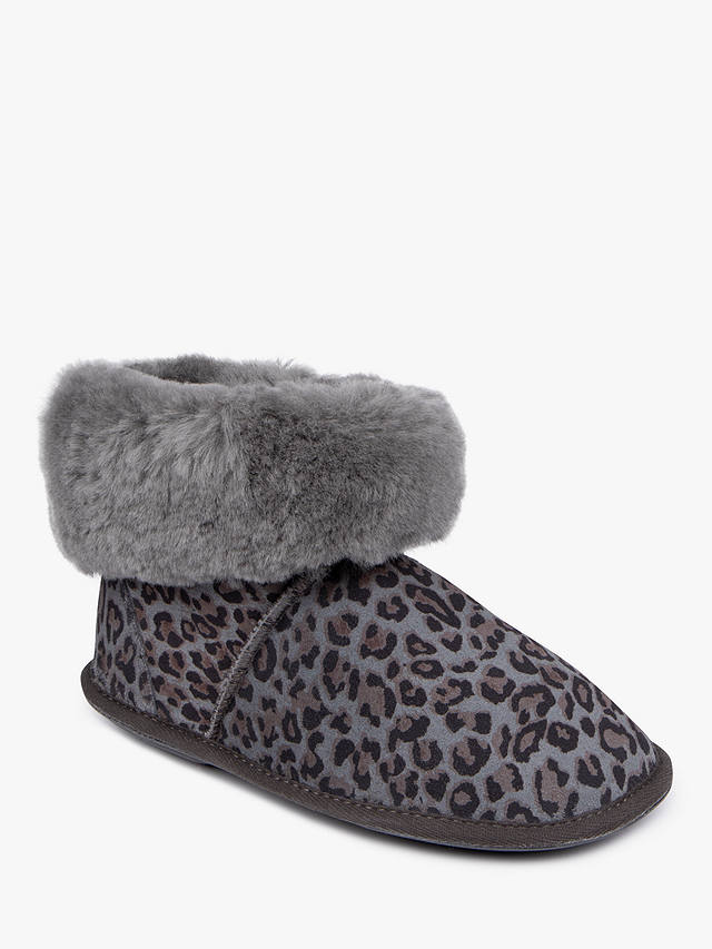 Just Sheepskin Albery Suede Slipper Boots, Grey Animal
