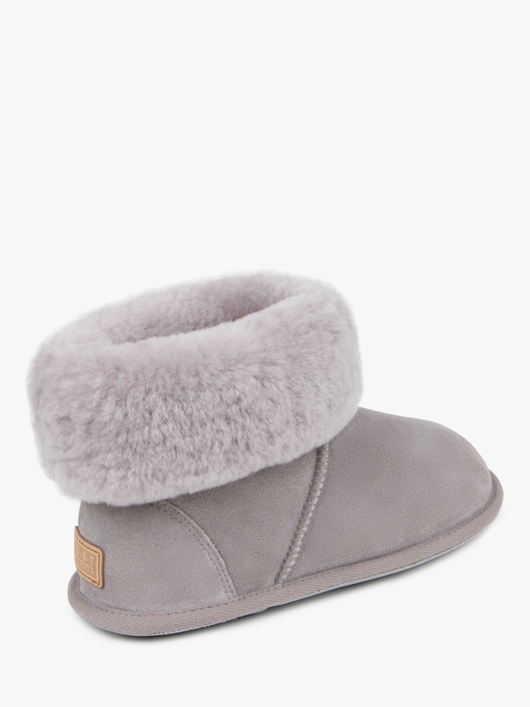 Just Sheepskin Albery Suede Slipper Boots, Light Grey at John Lewis ...