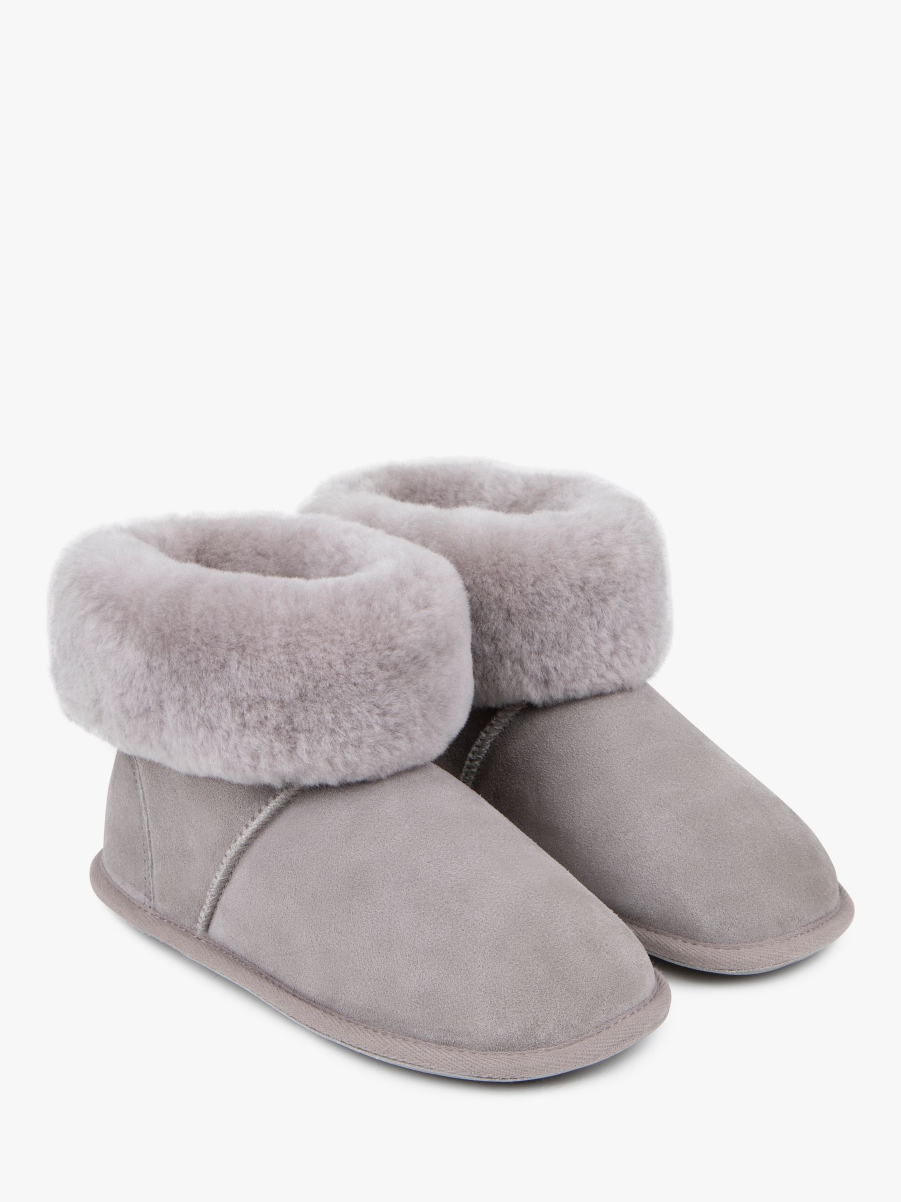 Just Sheepskin Albery Suede Slipper Boots, Light Grey at John Lewis ...