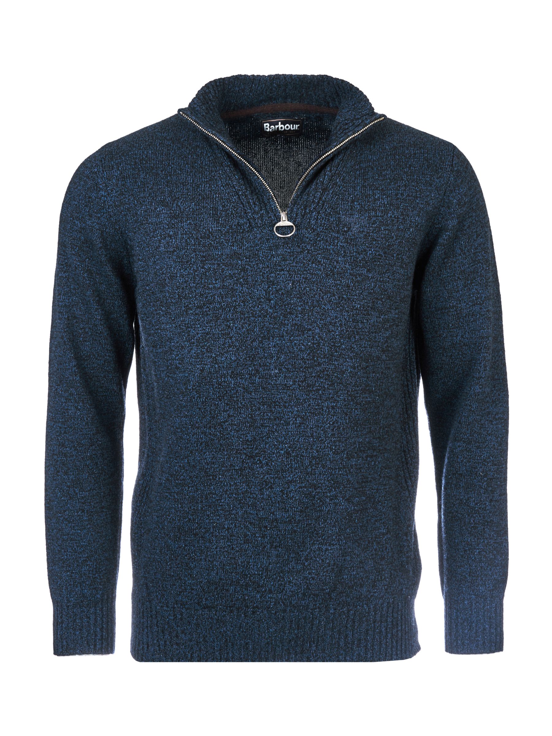 Barbour Essential Lambswool Half Zip Jumper, Navy Mix at John Lewis ...