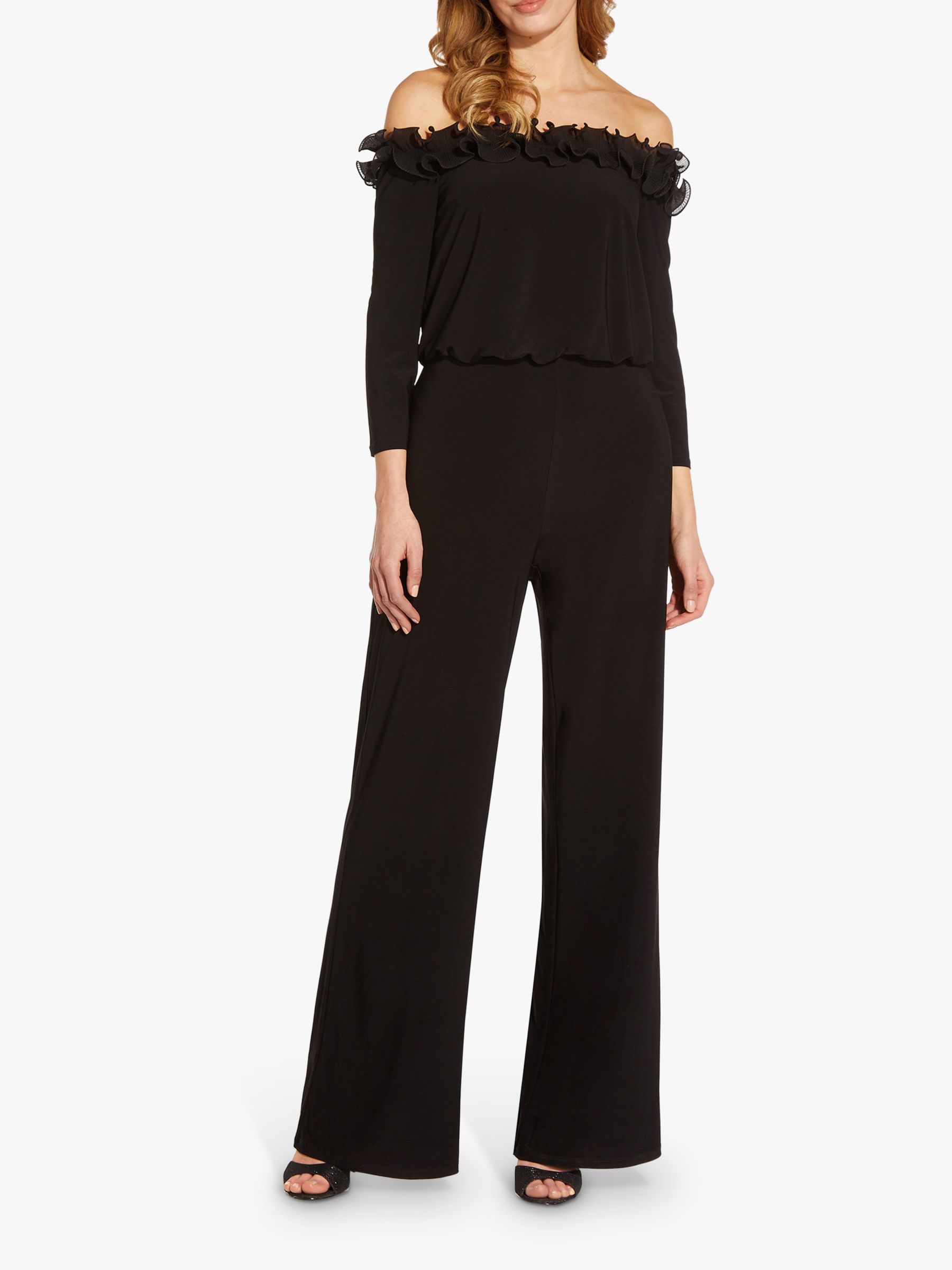 Adrianna Papell Blouson Bardot Jumpsuit, Black