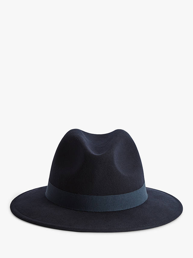 Reiss Ashbourne Wool Fedora Hat, Navy