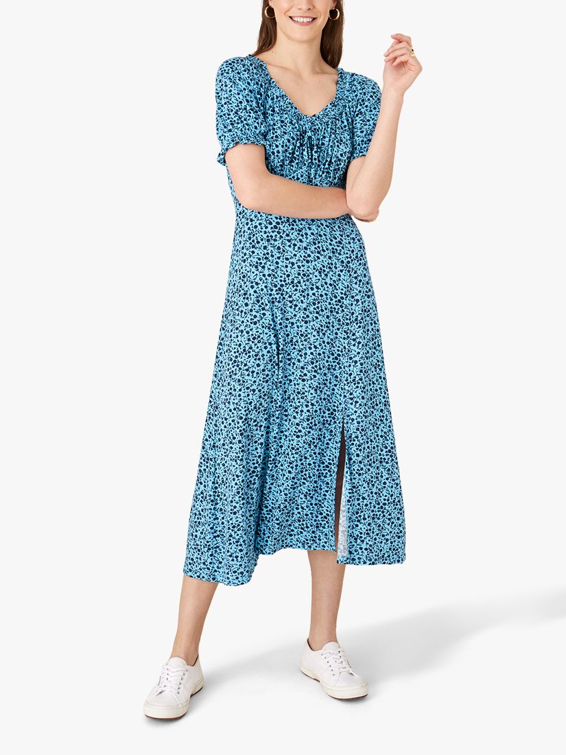 Monsoon Ditsy Print Midi Dress, Blue at John Lewis & Partners