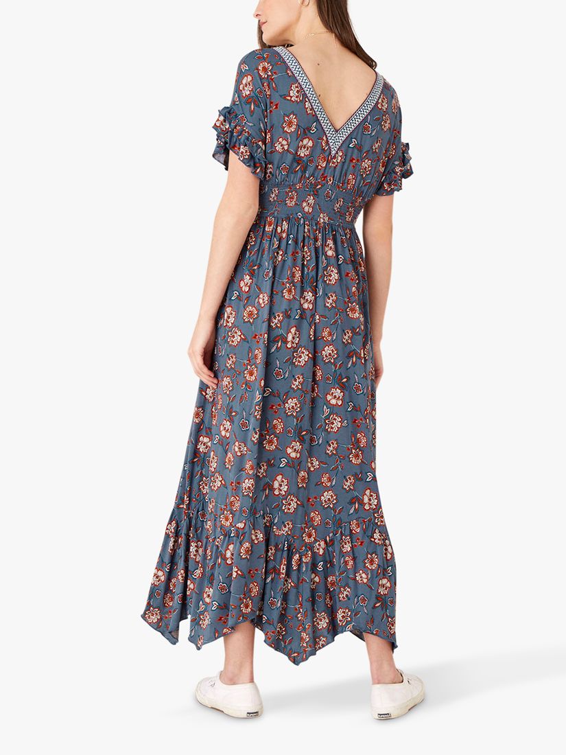 Monsoon Etty Floral Jersey Maxi Dress, Navy at John Lewis & Partners