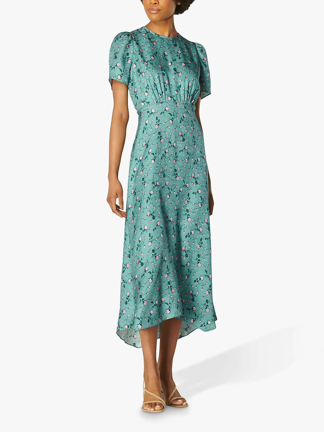 Buy L.K.Bennett Boyd Silk Jacquard Rose Print Dress, Teal Online at johnlewis.com