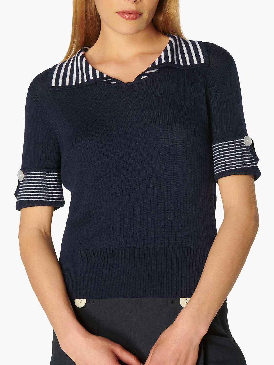 Buy L.K.Bennett Bay Cotton Stripe Knitted Top, Navy/Cream Online at johnlewis.com