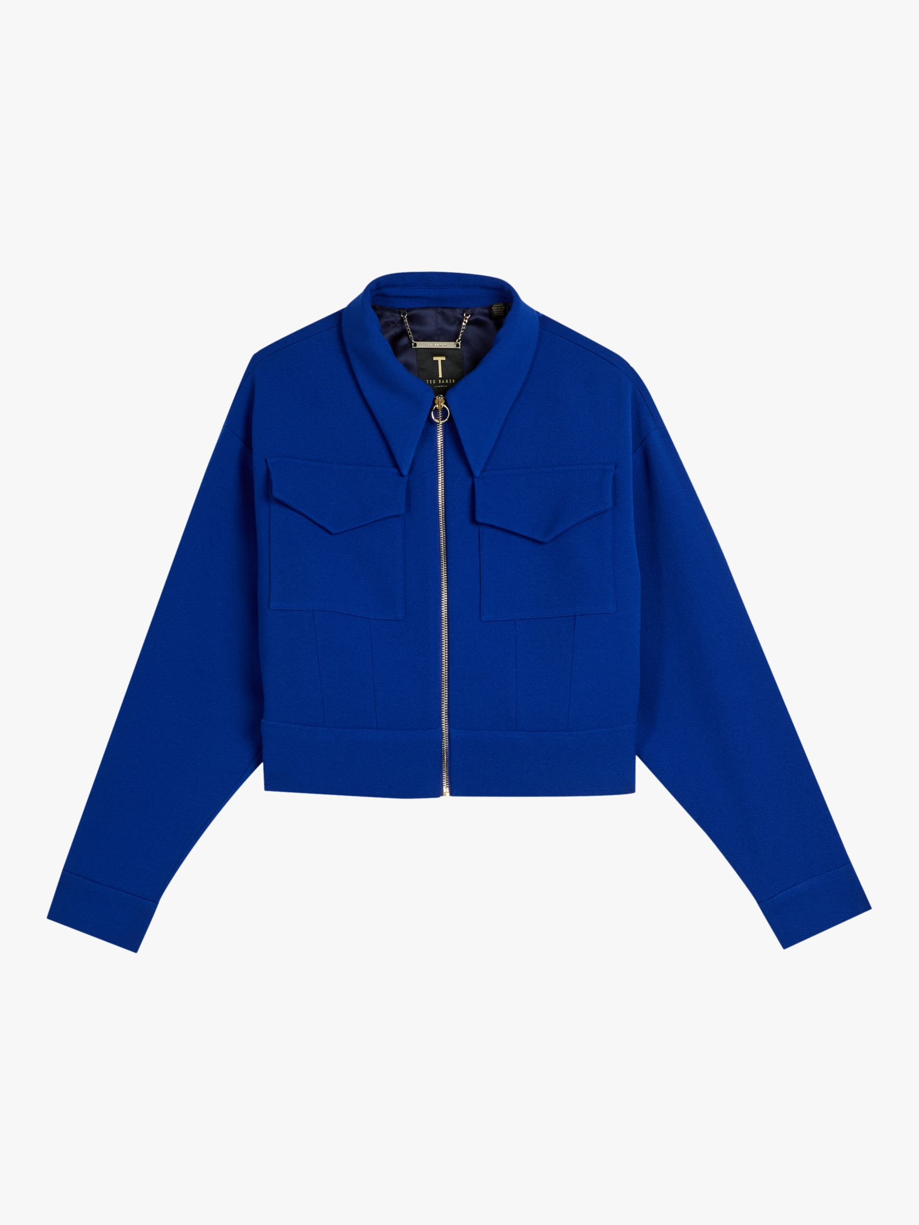 Ted Baker Cropped Zip Up Jacket, Blue at John Lewis & Partners