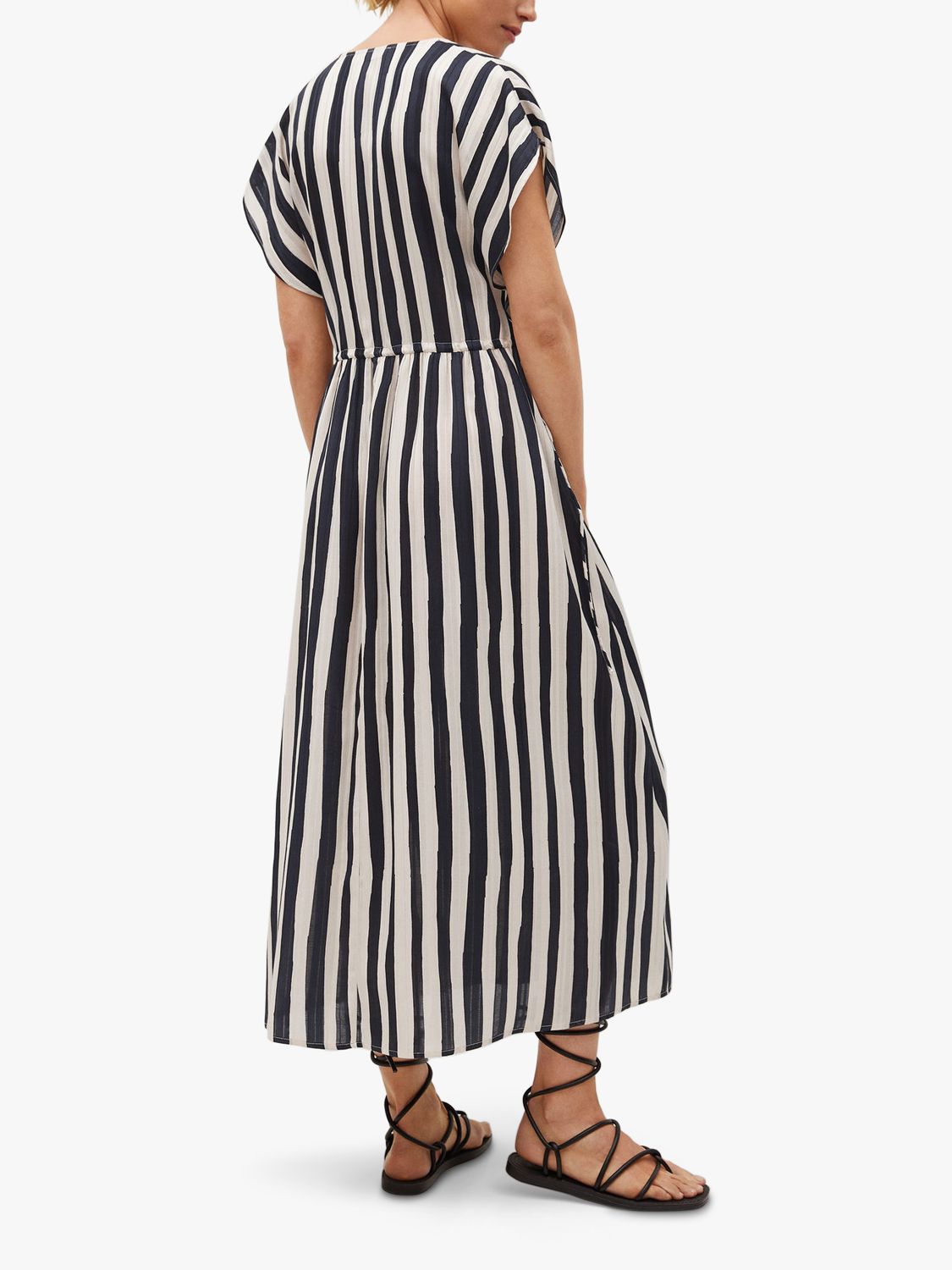 Mango Striped Flared Maxi Dress, Black/White at John Lewis & Partners