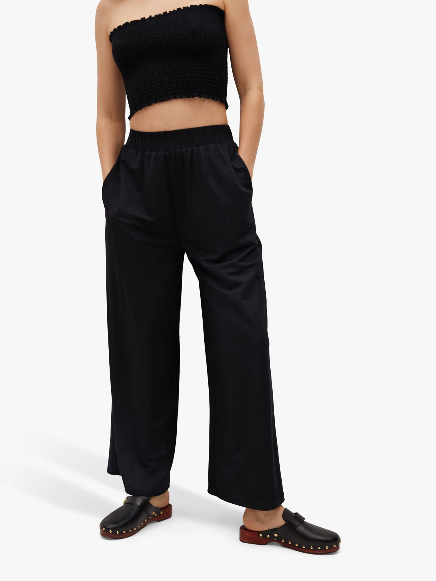 Mango Committed Fluid Culotte Trousers, Black