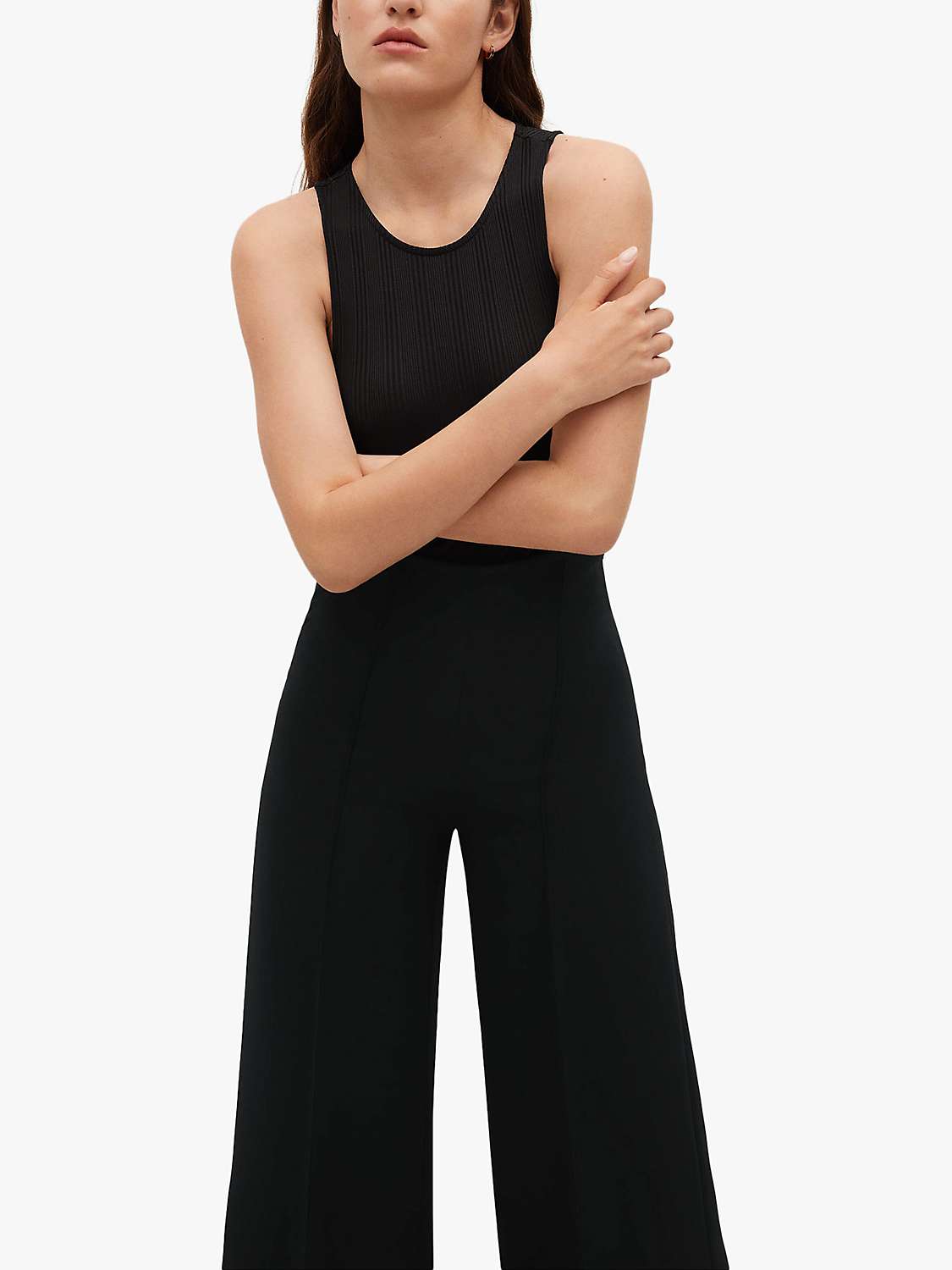 Buy Mango Pleated Culotte Trousers, Black Online at johnlewis.com