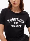 Mango Together For Romance Slogan T-Shirt, Black