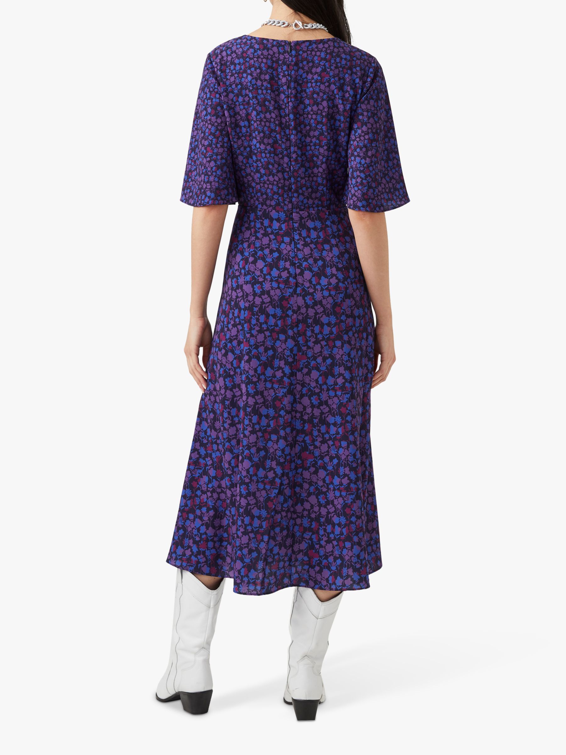 French Connection Bethanie Verona Floral Midi Dress, Dazzling Blue/Multi
