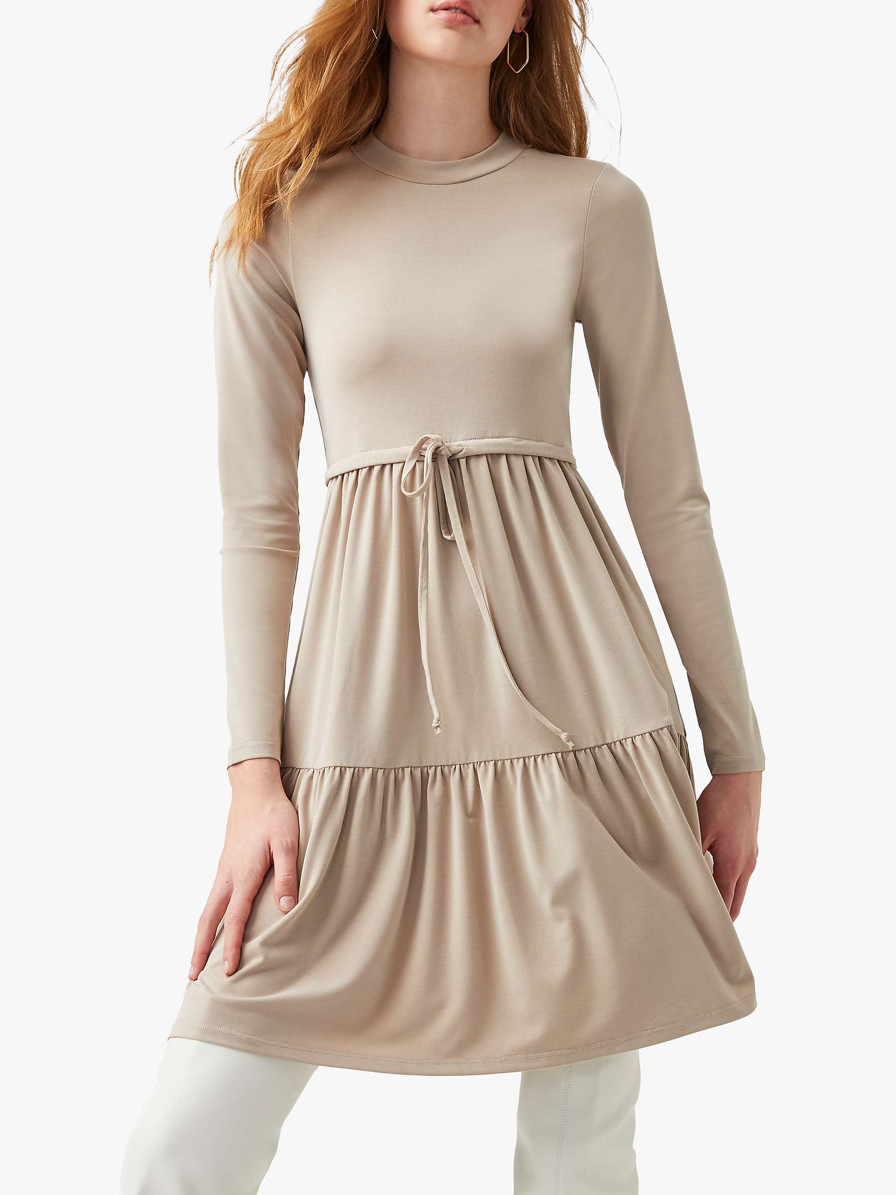 Buy French Connection Renya Tiered Mini Dress, Plaza Taupe Online at johnlewis.com