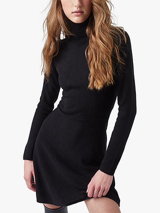 French Connection Babysoft Roll Neck A-Line Dress, Black