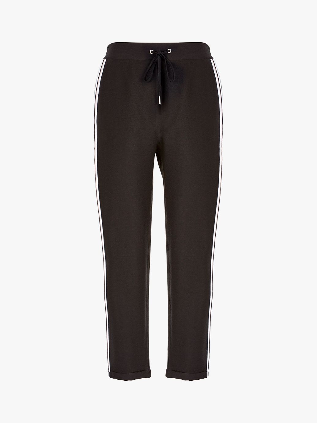 Mint Velvet Side Stripe Trousers, Black at John Lewis & Partners