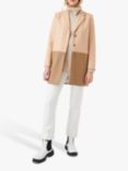 French Connection Fava Colour Block Cashmere Blend Coat, Clay Nude/Camel