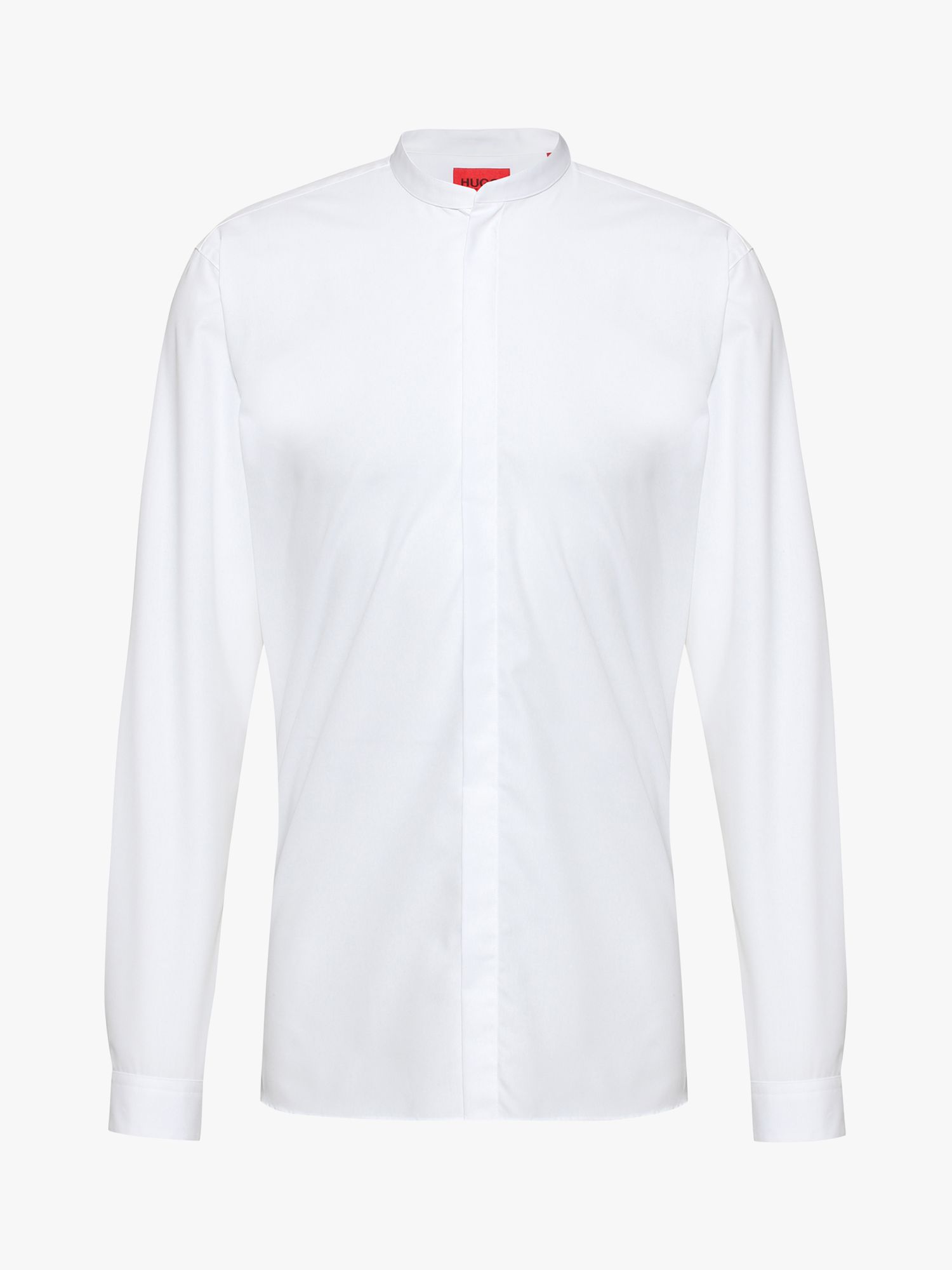 HUGO BOSS Enrique Grandad Shirt, Open White at John Lewis & Partners
