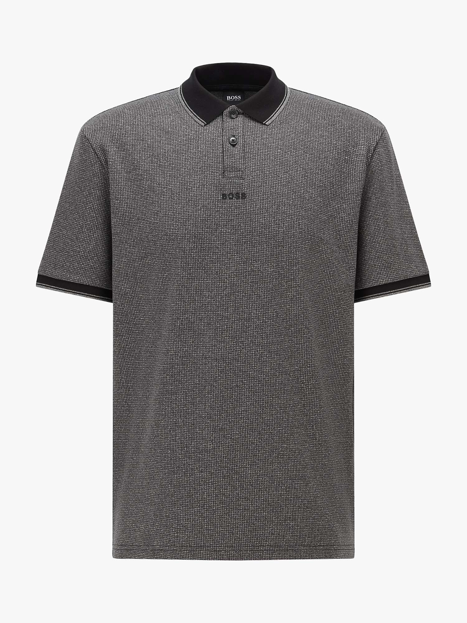 Buy BOSS Textured Pattern Short Sleeve Polo Shirt, Black Online at johnlewis.com