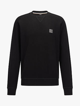 BOSS Westart Relaxed Fit Melange Logo Sweatshirt, Black