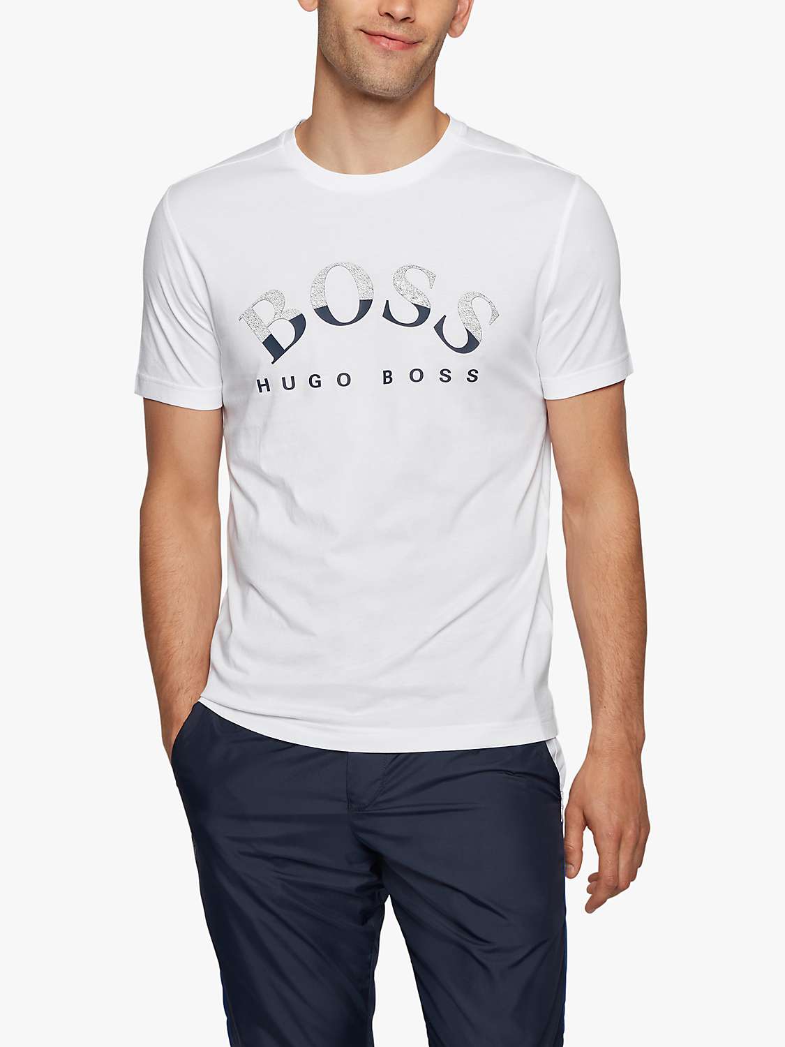 Buy BOSS Moulinee Optic T-Shirt, White Online at johnlewis.com