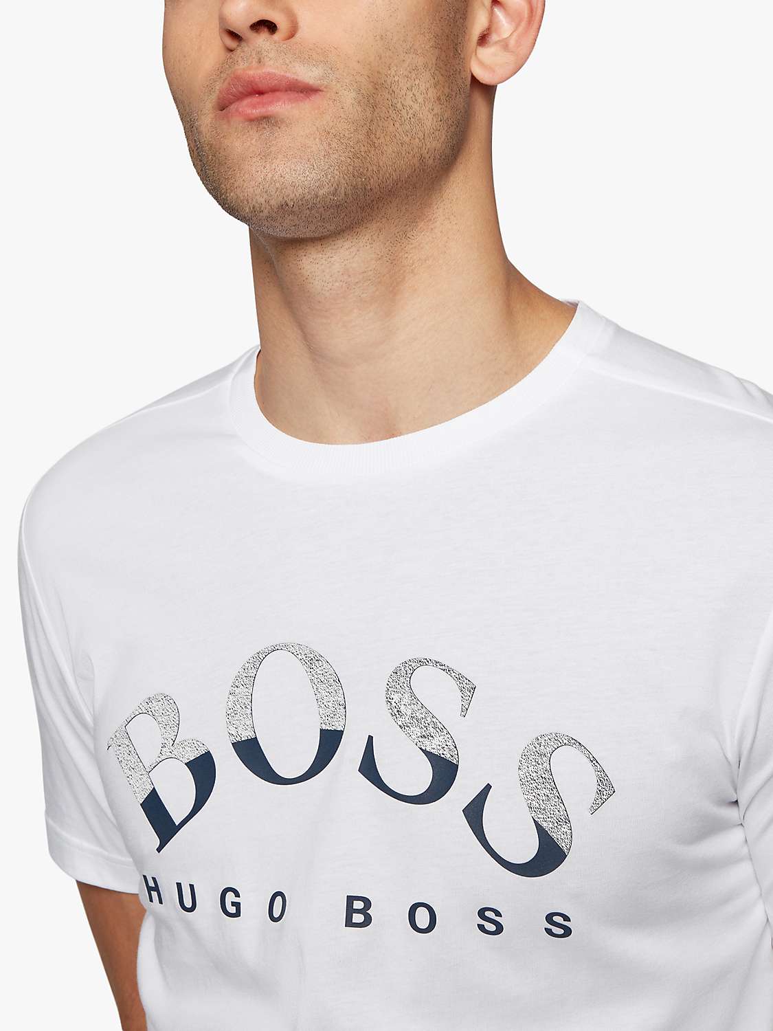 Buy BOSS Moulinee Optic T-Shirt, White Online at johnlewis.com