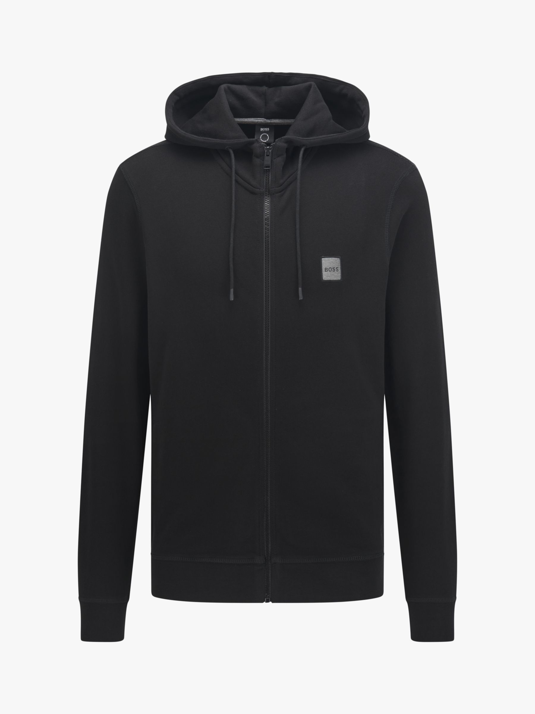 BOSS Zetalk Zip-Up Hoodie, Black at John Lewis & Partners