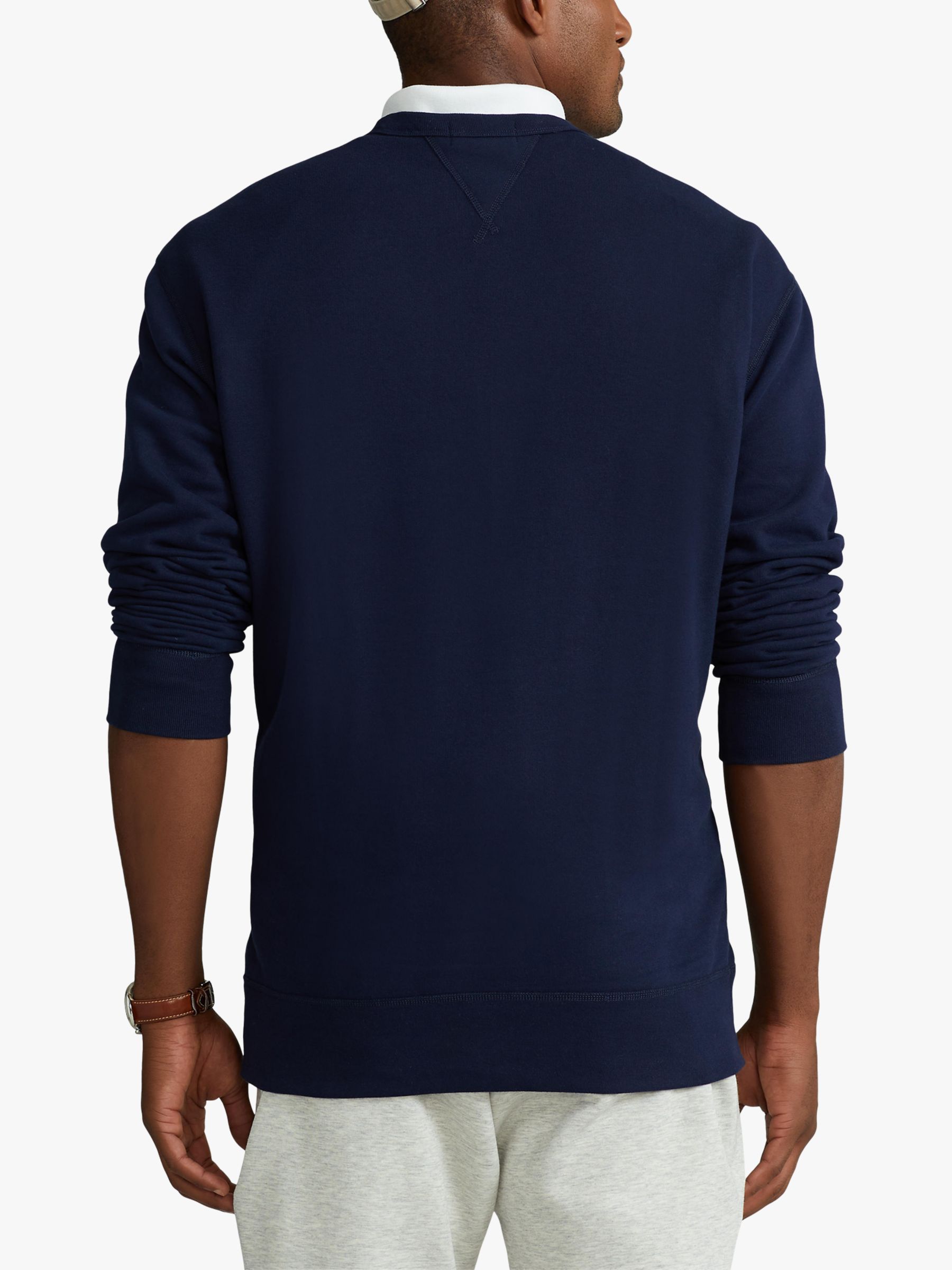 Polo Ralph Lauren RL Knitted Fleece Sweatshirt, Cruise Navy at John Lewis &  Partners