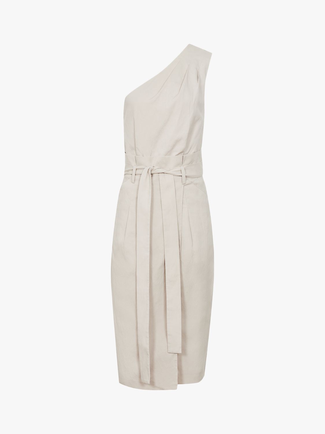 Reiss Tayla One Shoulder Midi Dress, Beige at John Lewis & Partners