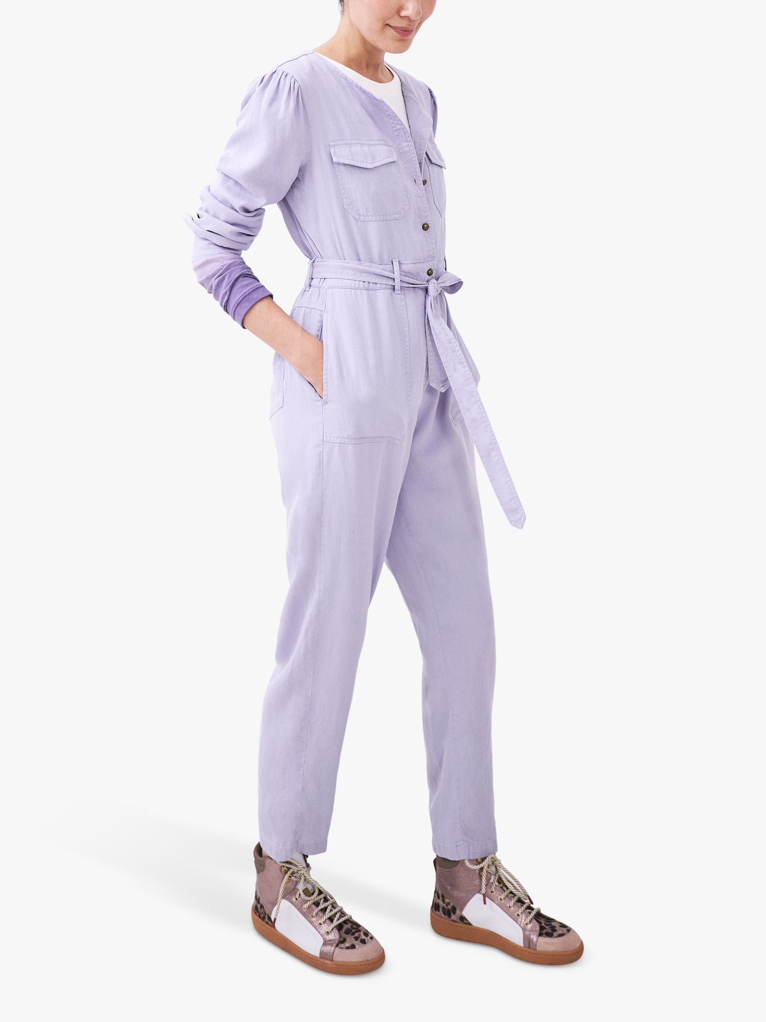 White Stuff Betty Long Sleeve Jumpsuit, Light Purple at John Lewis ...