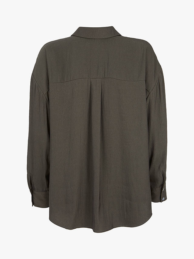 Mint Velvet Split Longline Shirt, Khaki at John Lewis & Partners