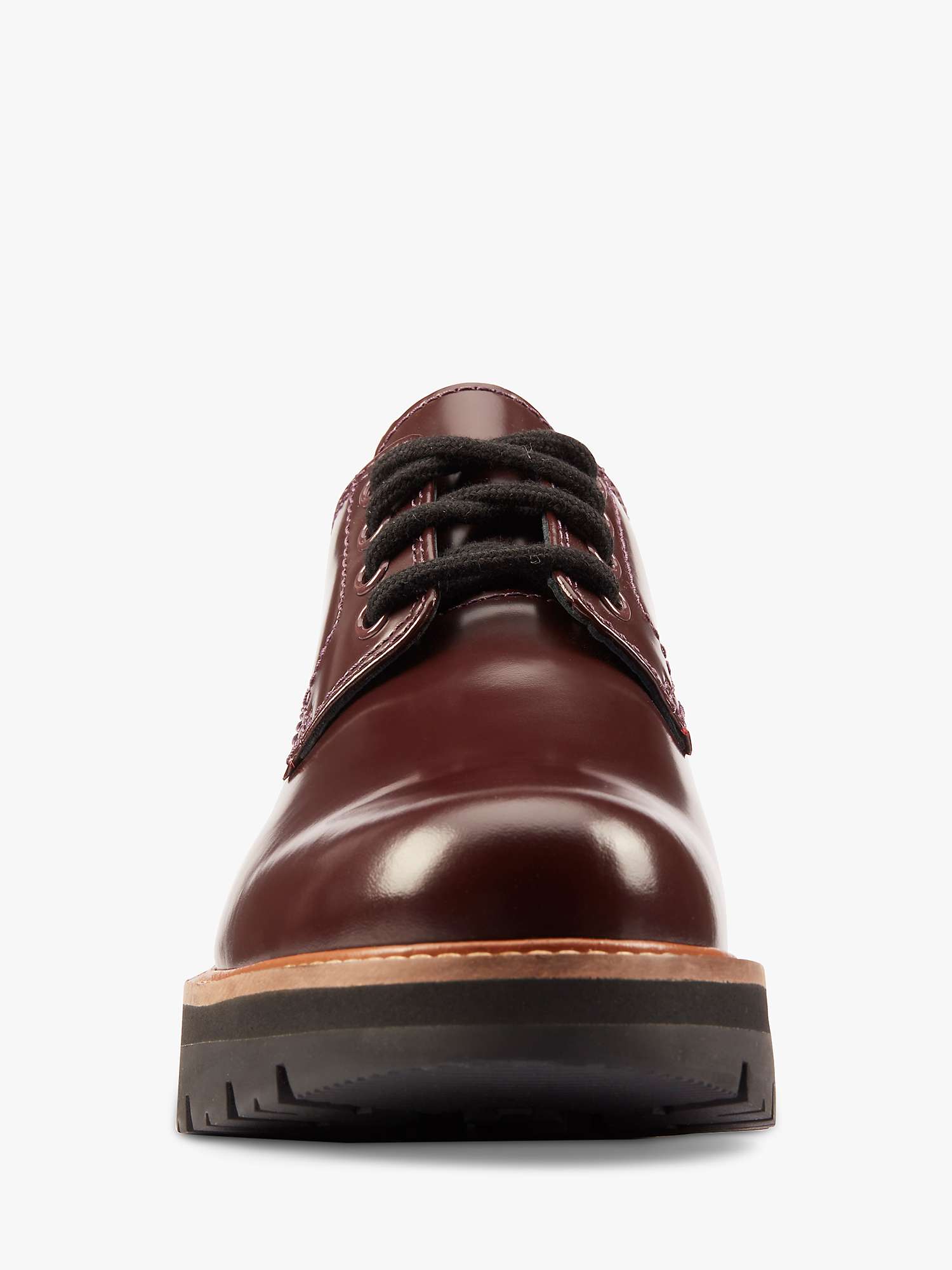 Clarks Orianna Leather Chunky Derby Shoes, Burgundy at John Lewis ...