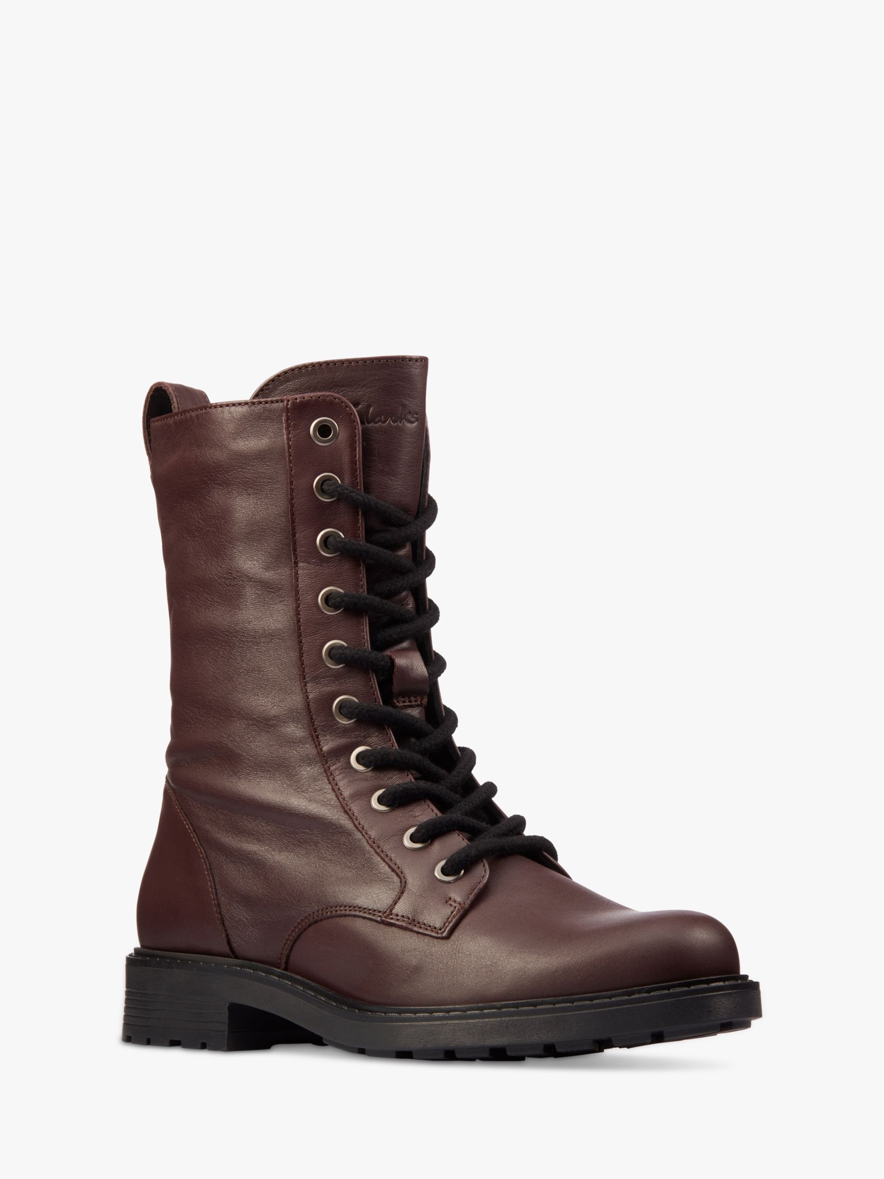 Clarks Orinoco 2 Style Leather Mid Height Boots, Burgundy at John Lewis ...