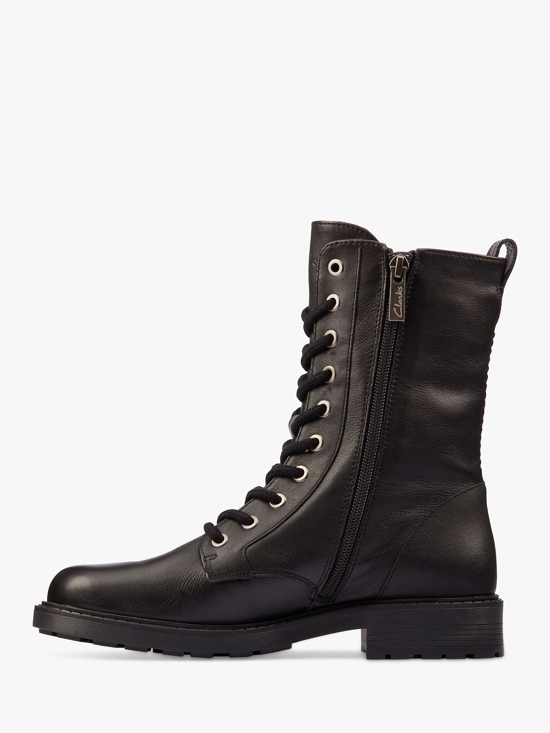 Buy Clarks Orinoco 2 Style Leather Wide Fit Mid Height Boots, Black Online at johnlewis.com