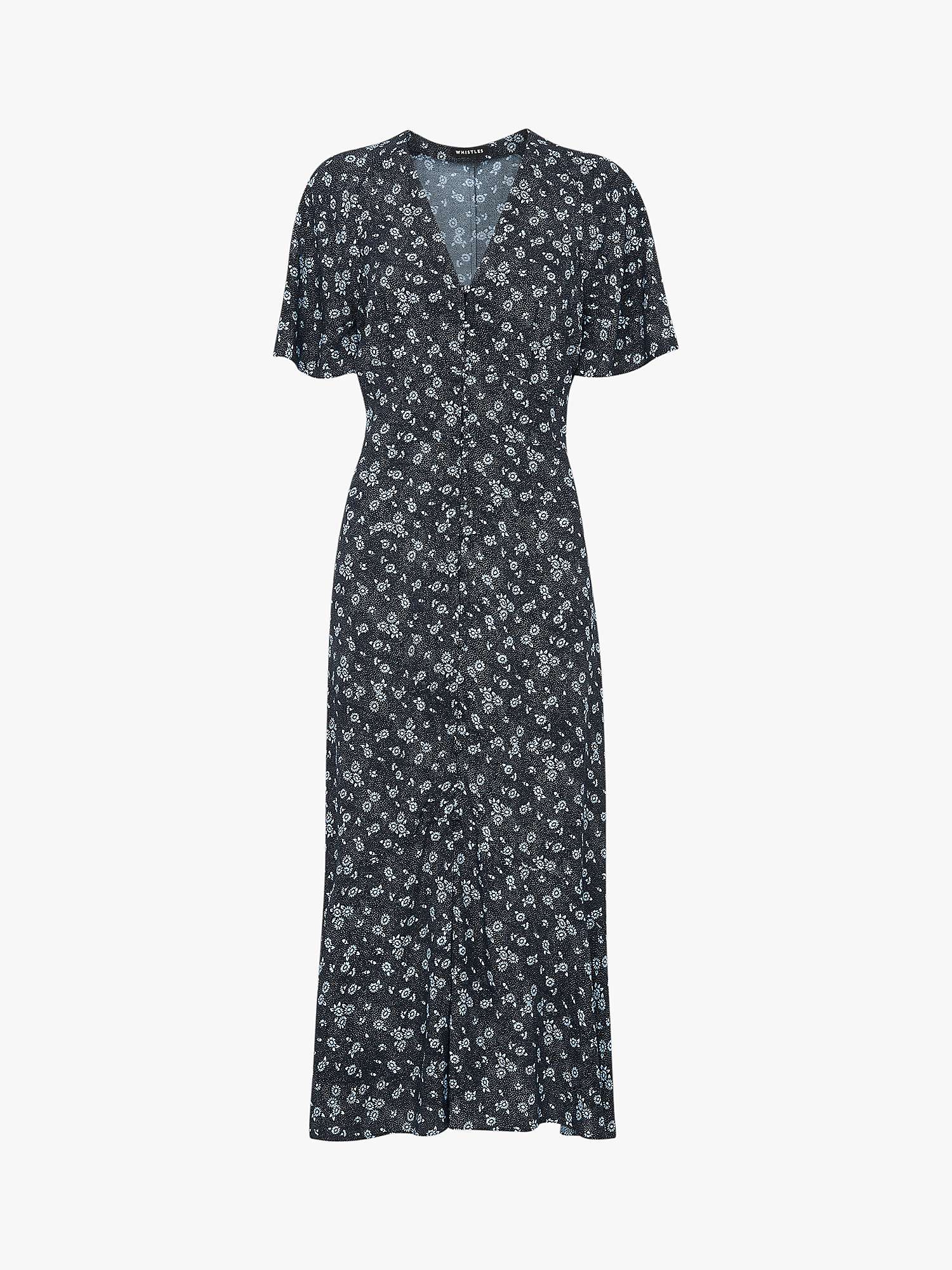 Buy Whistles Daisy Spot Print Midi Dress, Blue Multi Online at johnlewis.com