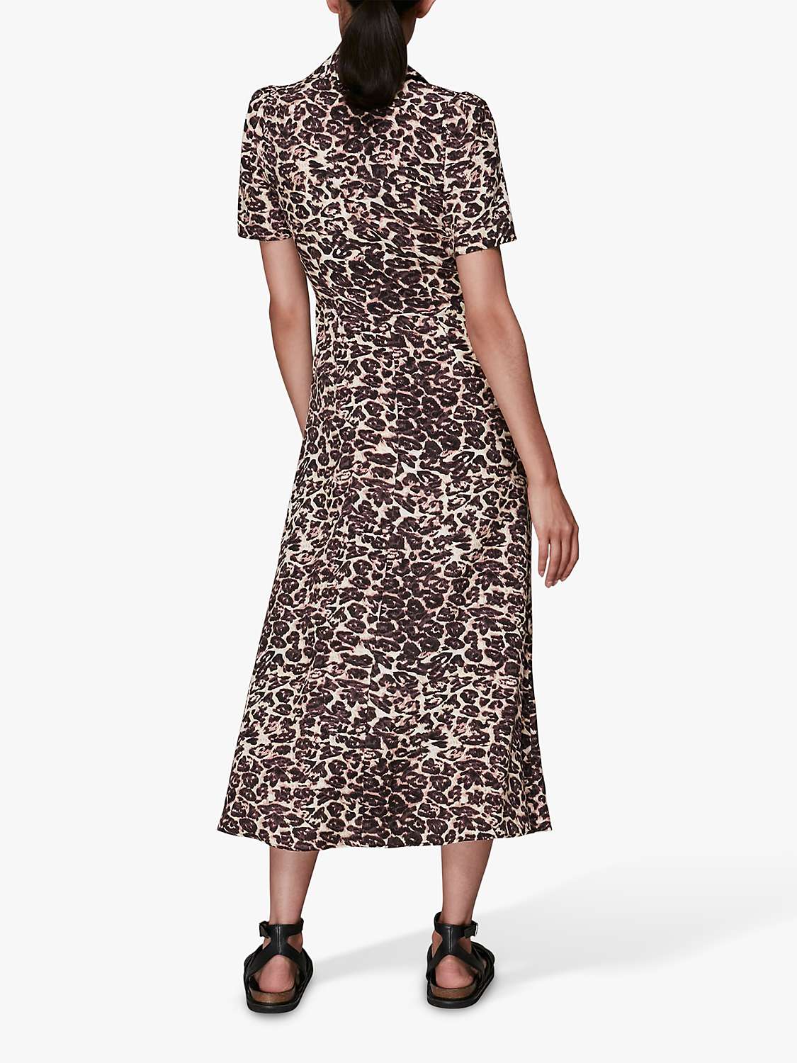 Buy Whistles Rowan Clouded Leopard Print Midi Dress, Multi Online at johnlewis.com
