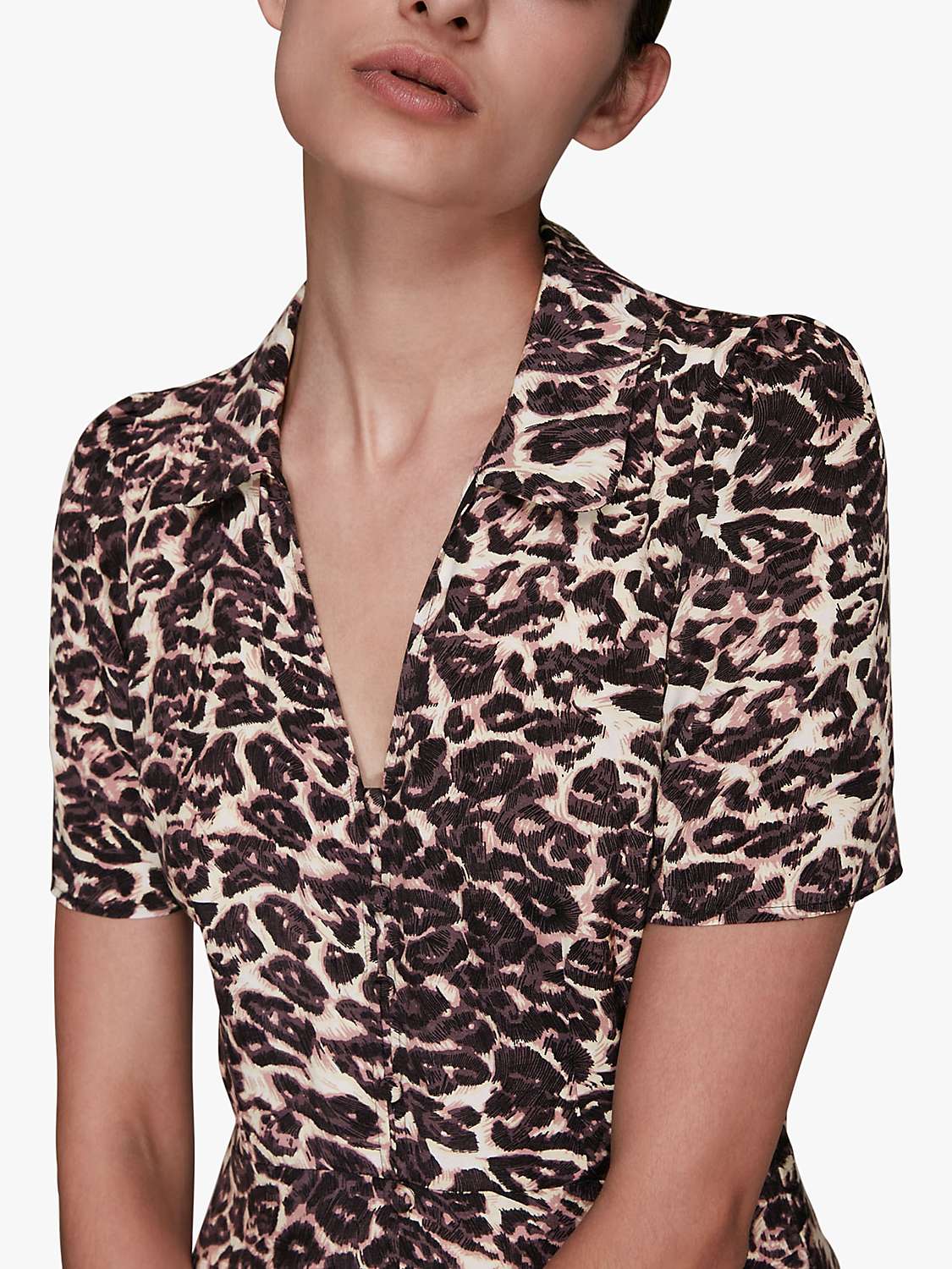 Buy Whistles Rowan Clouded Leopard Print Midi Dress, Multi Online at johnlewis.com