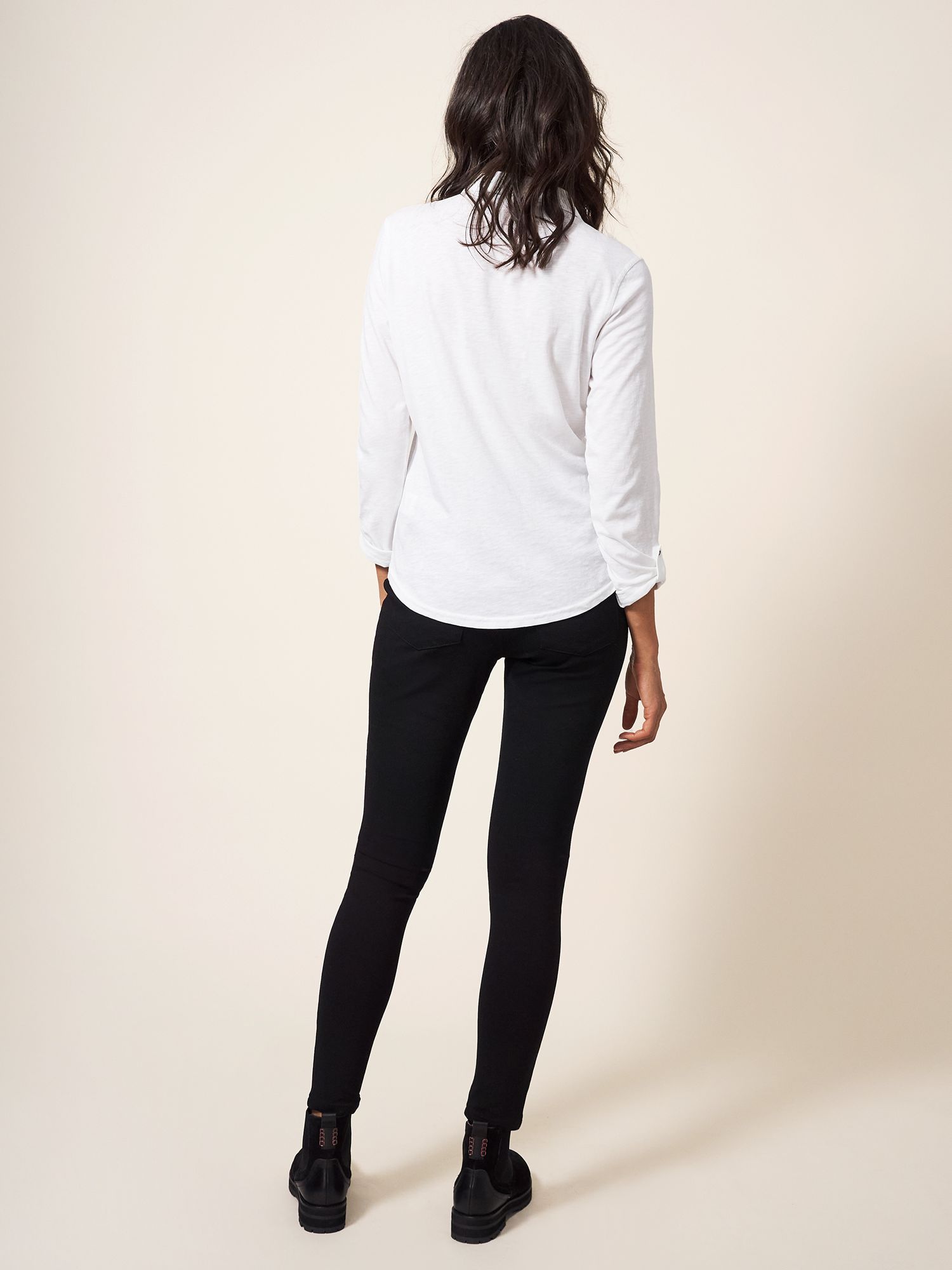White Stuff Jodie Fitted Ponte Jeggings, Black, 8