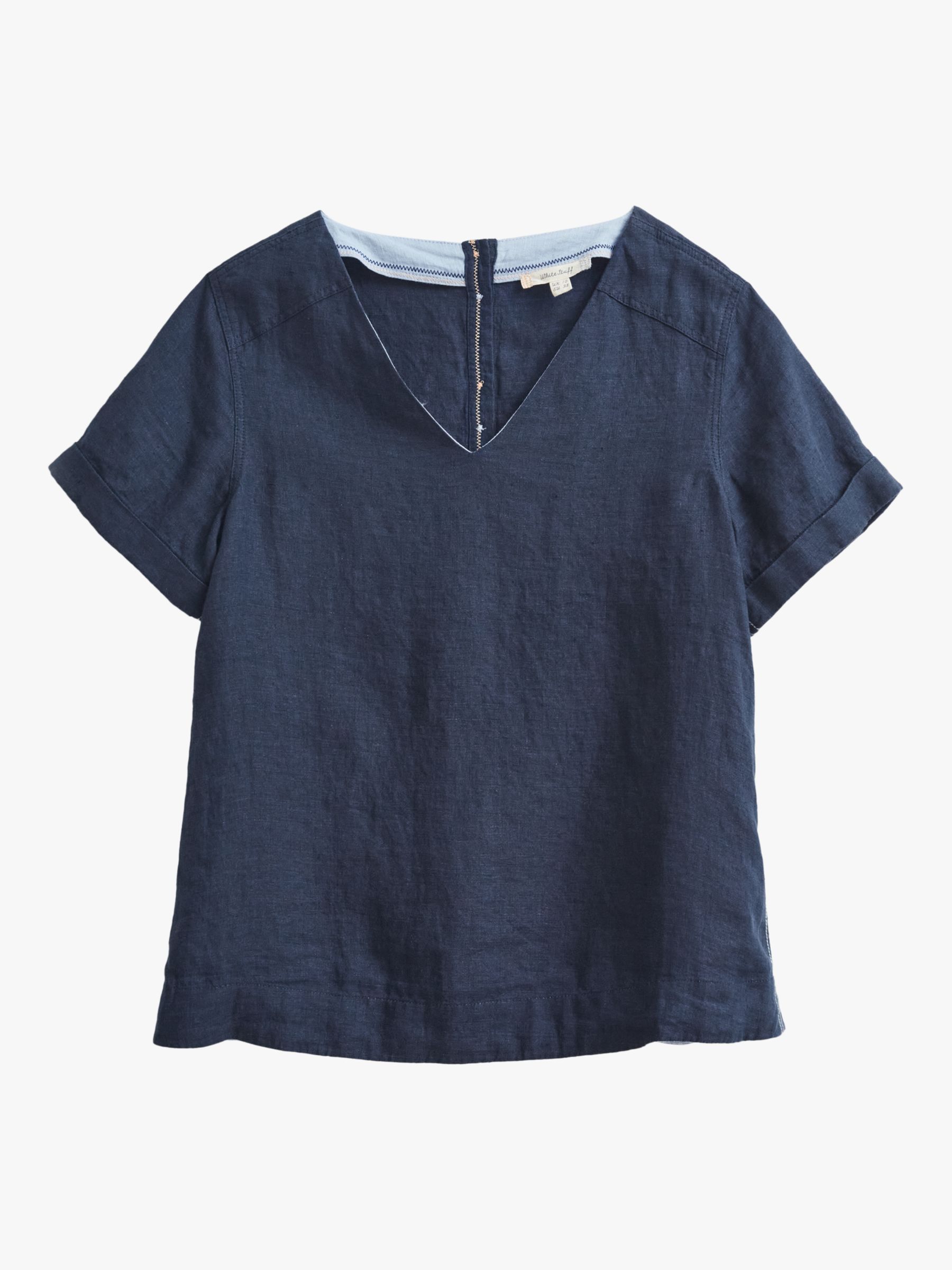 White Stuff Edie Linen T-Shirt, Dark Navy