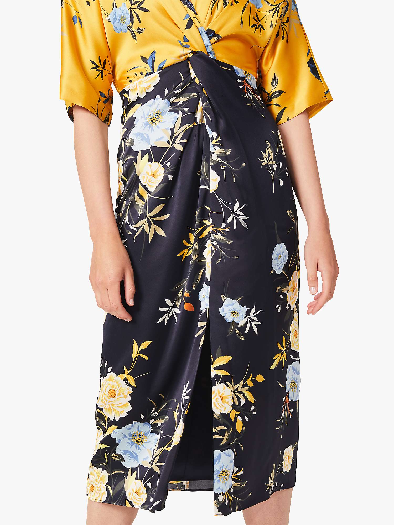 Buy Hobbs Farrah Floral Midi Dress, Navy/Yellow Online at johnlewis.com